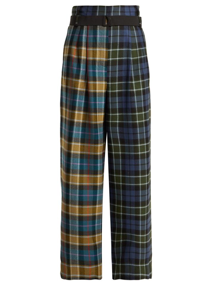 Tibi Stella Tartan Virgin-wool Trousers