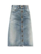 Matchesfashion.com Saint Laurent - Buttoned-front Denim Skirt - Womens - Denim