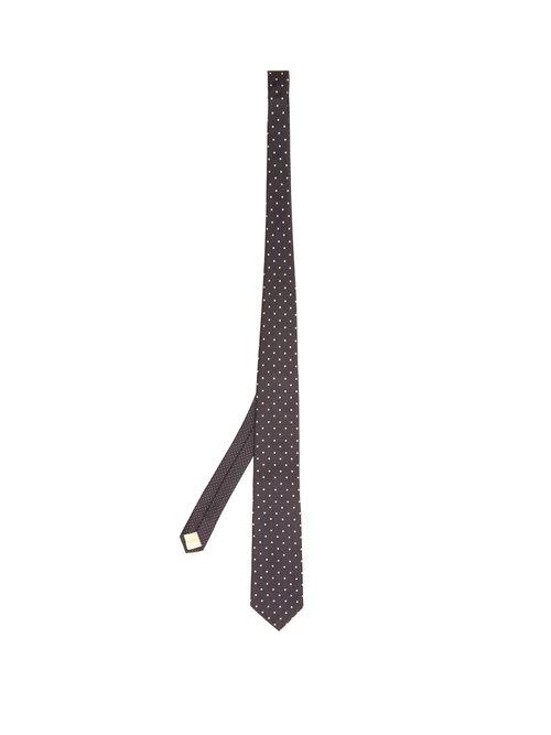 Matchesfashion.com Prada - Polka Dot Embroidered Silk Tie - Mens - Grey