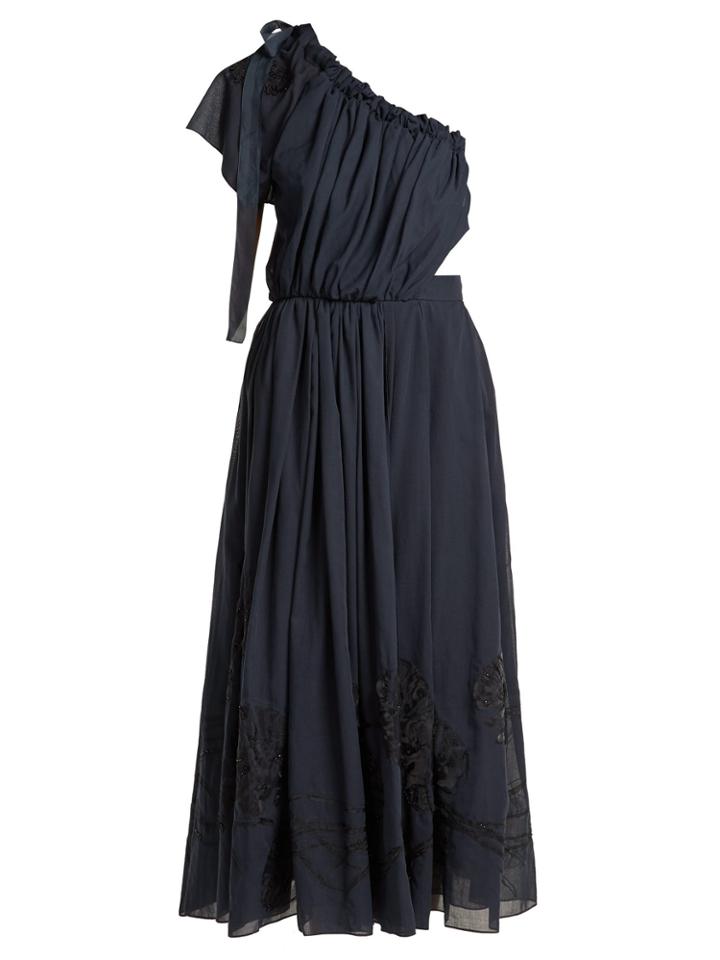 Fendi Silk-applique Cotton Voile Dress
