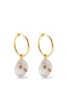 Lizzie Fortunato - Azure Pearl & Gold-plated Hoop Earrings - Womens - Pearl