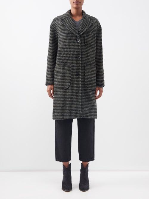 A.p.c. - Nina Houndstooth Wool-tweed Coat - Womens - Dark Green Multi