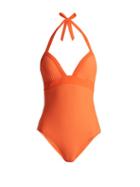 Matchesfashion.com Heidi Klein - Havana Underwired Halterneck Swimsuit - Womens - Orange