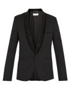 Saint Laurent Crystal-embellished Wool Tuxedo Jacket