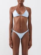 Ludovic De Saint Sernin - Whipstitched Triangle Bikini Top - Womens - Light Blue