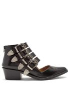 Toga Point-toe Cut-out Leather Ankle Boots