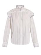 Bliss And Mischief Blanket-stitch Striped Cotton Shirt