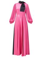 Matchesfashion.com Roksanda - Lela Bow-collar Silk-satin Dress - Womens - Pink