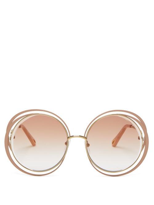 Matchesfashion.com Chlo - Carlina Round Frame Sunglasses - Womens - Nude Multi