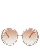 Matchesfashion.com Chlo - Carlina Round Frame Sunglasses - Womens - Nude Multi