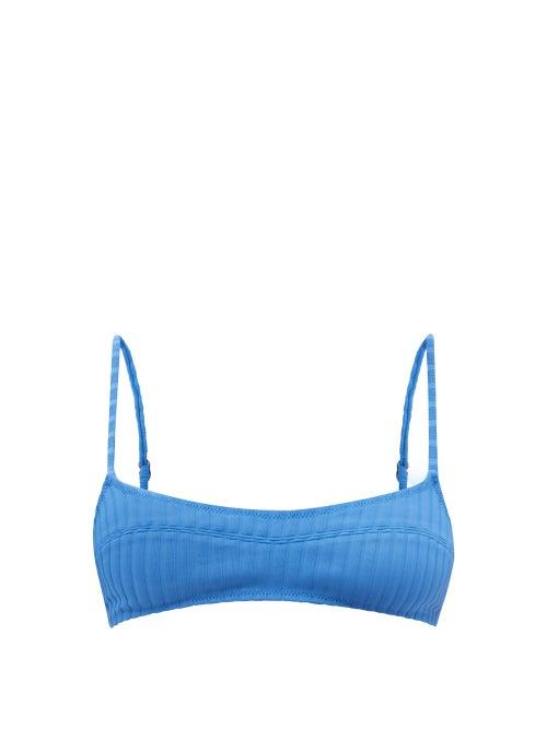 Matchesfashion.com Solid & Striped - The Elsa Ribbed Bikini Top - Womens - Blue