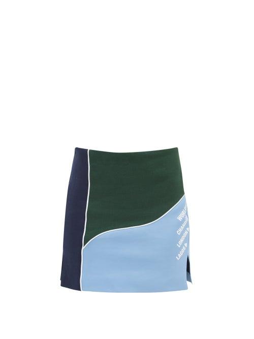 Ahluwalia - Twice As Nice Panelled-jersey Mini Skirt - Womens - Blue Multi