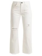 Matchesfashion.com Raey - Max Asymmetric Hem Wide Leg Jeans - Womens - White