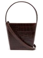 Matchesfashion.com Staud - Edie Crocodile Effect Leather Bucket Bag - Womens - Brown