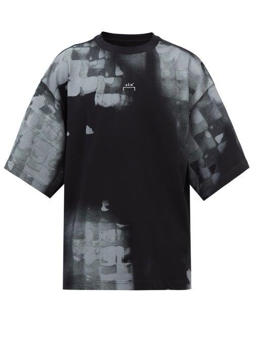 A-cold-wall* - Brushstroke-print Cotton-jersey T-shirt - Mens - Black