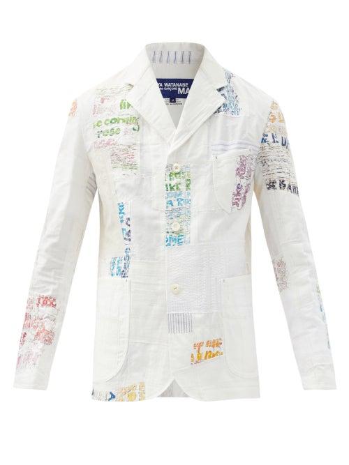 Matchesfashion.com Junya Watanabe - Patchwork-embroidered Cotton-blend Blazer - Mens - White
