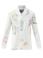Matchesfashion.com Junya Watanabe - Patchwork-embroidered Cotton-blend Blazer - Mens - White