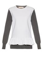 Marni Long-sleeved Wool-blend Crepe And Knit Top