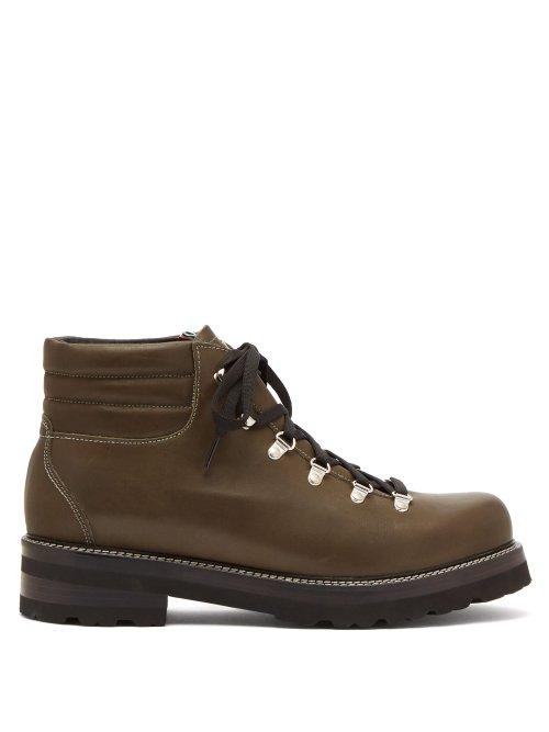 Matchesfashion.com Montelliana - Tom Lace Up Leather Boots - Mens - Dark Green