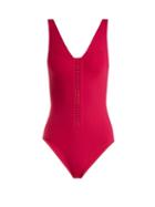 Matchesfashion.com Eres - Cassette V Neck Swimsuit - Womens - Pink
