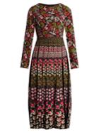 Saloni Nuri Floral-print Lace-trimmed Pleated Dress