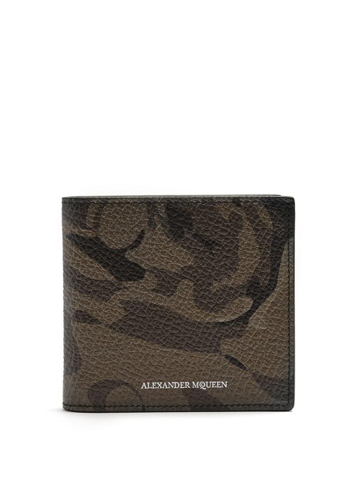Alexander Mcqueen Camouflage Bi-fold Leather Wallet
