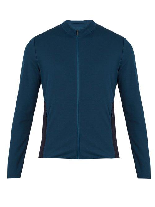 Matchesfashion.com Aeance - High Neck Contrast Panel Jersey Jacket - Mens - Navy Multi