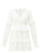 Matchesfashion.com Sir - Amelie Broderie Anglaise Cotton Mini Dress - Womens - Ivory