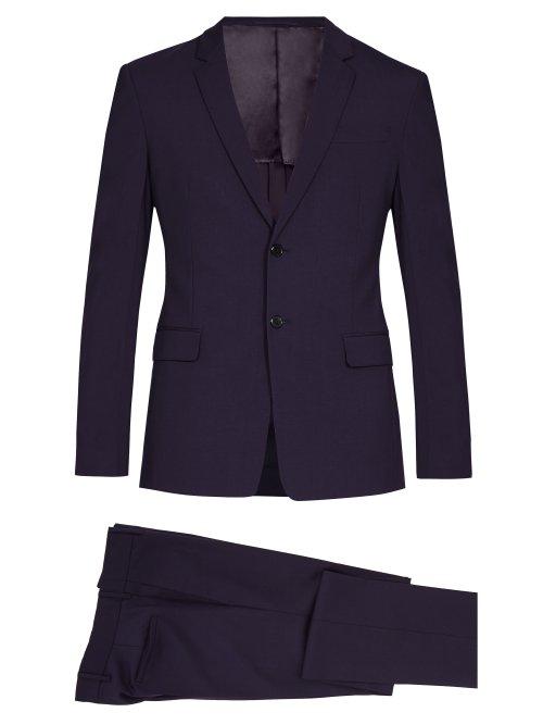 Matchesfashion.com Prada - Single Breasted Wool Blend Suit - Mens - Purple