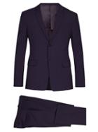 Matchesfashion.com Prada - Single Breasted Wool Blend Suit - Mens - Purple