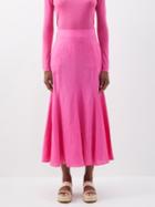 Gabriela Hearst - Tate A-line Linen Midi Skirt - Womens - Bright Pink