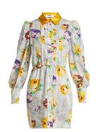 Matchesfashion.com Msgm - Floral Print Cotton Shirtdress - Womens - White Multi