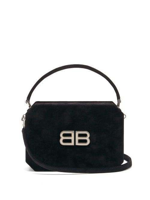 Matchesfashion.com Balenciaga - Bb-logo Angular Velvet Bag - Womens - Black