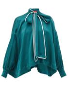 Matchesfashion.com F.r.s - For Restless Sleepers - Alethia Pussy-bow Silk Blouse - Womens - Green Multi