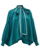 Matchesfashion.com F.r.s - For Restless Sleepers - Alethia Pussy-bow Silk Blouse - Womens - Green Multi
