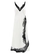 Jil Sander - Guipure Lace-insert Satin Slip Dress - Womens - White