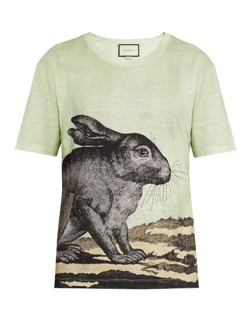 Gucci Hare-print Linen T-shirt