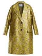 Matchesfashion.com Prada - Notch Lapel Floral Brocade Coat - Womens - Green