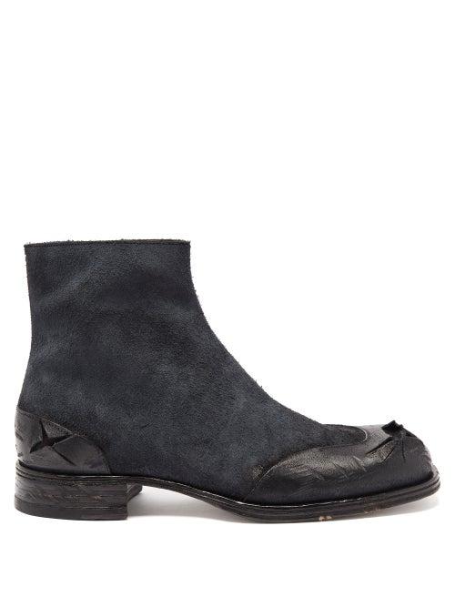Matchesfashion.com Maison Margiela - Distressed Leather Ankle Boots - Mens - Black