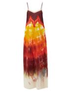 Matchesfashion.com Gabriela Hearst - Adolphine Lace-trimmed Tie-dye Cashmere Slip Dress - Womens - Red Multi