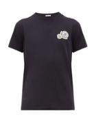 Matchesfashion.com Moncler - Double Logo Appliqu Cotton T Shirt - Mens - Navy