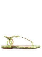 Matchesfashion.com Aquazzura - Almost Bare Snake-effect Leather Sandals - Womens - Green