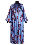 Matchesfashion.com Roksanda - Cressida Graphic Print Silk Dress - Womens - Blue Multi
