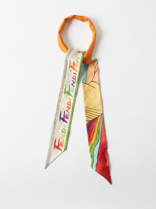 Fendi - Logo-print Silk-twill Scarf - Womens - Multi