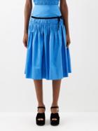Molly Goddard - Harlow Velvet-trim Shirred Taffeta Midi Skirt - Womens - Blue Black