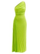 Valentino - One-shoulder Silk-georgette Gown - Womens - Green