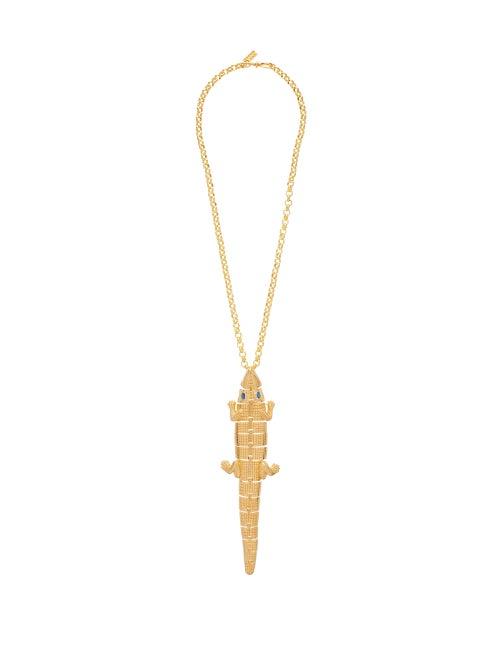 Matchesfashion.com Begum Khan - 24kt Gold-plated Crocodile Necklace - Womens - Gold