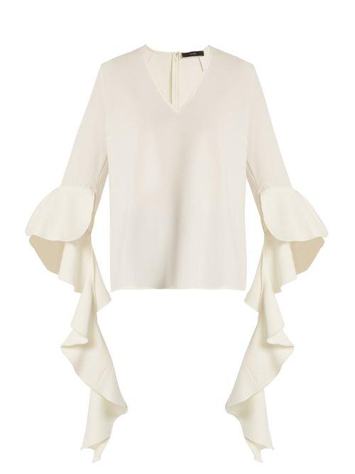 Matchesfashion.com Ellery - Ace V Neck Deconstructed Sleeved Crepe Top - Womens - White