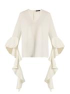 Matchesfashion.com Ellery - Ace V Neck Deconstructed Sleeved Crepe Top - Womens - White