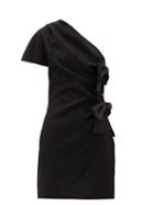 Matchesfashion.com Saint Laurent - One-shoulder Bow-tied Satin Mini Dress - Womens - Black